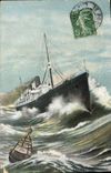 CPA Transailantique sous l'assaut des vagues Paquebot Bateau 