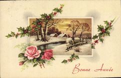 CPA Fantaisie Fleurs Bonne Annee