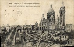 CPA Paris La Basilique du Sacre Coeur avec l'escalier monumental 