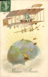 VINTAGE POSTCARD Happy New Year Child Plane