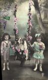 VINTAGE POSTCARD Fantasy Children Happy New Year Dog