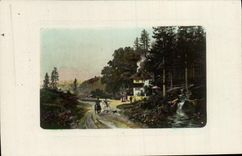 VINTAGE POSTCARD Fantasy Allysobrom Horses dogs