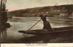 VINTAGE POSTCARD Fantasy Museum of Luxembourg Adam the girl of the frontier runner