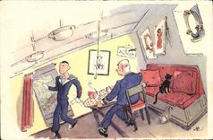 CPA Le bon maitre d'autel Marin Chat Humour