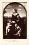 VINTAGE POSTCARD Museum of Louvre Raphael the beautiful flower stand