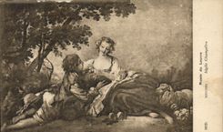 VINTAGE POSTCARD Museum of Louvre Pastoral Idylle Butcher