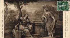 VINTAGE POSTCARD Paris Museum of Louvre Mignard Jesus Christ and Samaritaine