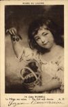 VINTAGE POSTCARD John Russel the young girl with the cherries Museum of Louvre