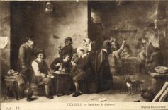 VINTAGE POSTCARD Interior Teniers of Cabaret Museum of Louvre