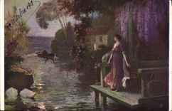 VINTAGE POSTCARD Living rooms of Paris Hippolyte Lucas the exquisite hour