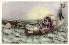 VINTAGE POSTCARD Fantasy Gondole Woman