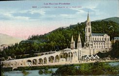 VINTAGE POSTCARD the High Heavy Pyrenees Slopes And the Basilica