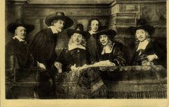 VINTAGE POSTCARD Rembrandt Amsterdam Rijks Museum syndics of the clothiers