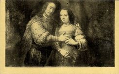 VINTAGE POSTCARD Rembrandt Amsterdam Rijks Museum promises in marriage It Jewish Juif Judaica