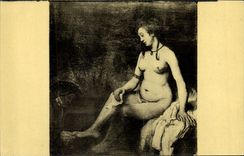 VINTAGE POSTCARD Rembrandt Paris Museum Of Louvre Bethsabee to the bath