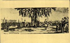 VINTAGE POSTCARD Stone-block Miseries of war Hanging