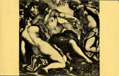 VINTAGE POSTCARD Tintoret Venice Ducal Palate Room Of Anticollege union of the Three Graces and Mercury