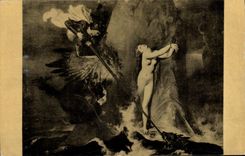 VINTAGE POSTCARD Ingres Roger Deliorant Angelica Paris Museum Of Louvre Dragon