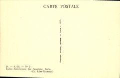 VINTAGE POSTCARD Church Saint Louis Of the Paris Invalids