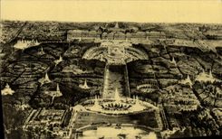 VINTAGE POSTCARD Panoramic View Of the Castle And the Versailles Gardens