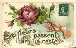 CPA Fantaisie Fleurs Main