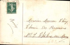 CPA Fantaisie Fleurs Trefles Fer a cheval