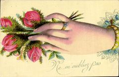 CPA Fantaisie Fleurs Main