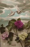 CPA Fantaisie Fleurs Colombe