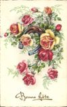 CPA Fantaisie Fleurs Fer a cheval