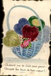 VINTAGE POSTCARD Fantasy Flowers Hearts