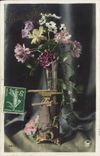 VINTAGE POSTCARD Fantaisie Flowers Horseshoe