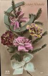 VINTAGE POSTCARD Fantaisie Flowers Horseshoe