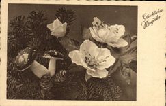 CPA Fantaisie Fleurs Champignon Champignons