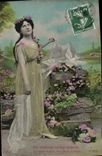 CPA Fantaisie Fleurs Femme Colombes