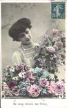 VINTAGE POSTCARD Fantasy Flowers Woman