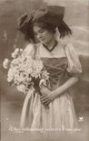 CPA Fantaisie Fleurs Femme Alsace