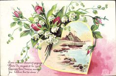 CPA Fantaisie Fleurs Muguet Coeur