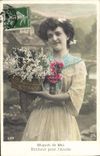 VINTAGE POSTCARD Fantasy Flowers Lily of the valley Woman