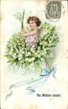 VINTAGE POSTCARD Fantasy Flowers Child Angel