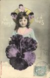 VINTAGE POSTCARD Fantasy Flowers Child