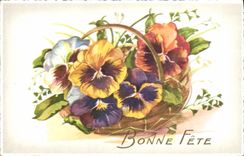 Flores de la fantasía de la POSTAL de la VENDIMIA