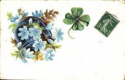 Flores de la fantasía de la POSTAL de la VENDIMIA