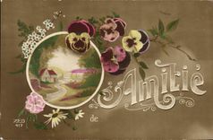 Flores de la fantasía de la POSTAL de la VENDIMIA