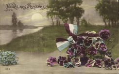 Flores de la fantasía de la POSTAL de la VENDIMIA