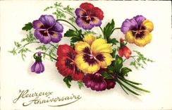 Flores de la fantasía de la POSTAL de la VENDIMIA