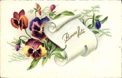 Flores de la fantasía de la POSTAL de la VENDIMIA