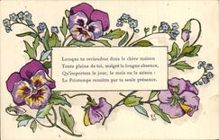 Flores de la fantasía de la POSTAL de la VENDIMIA