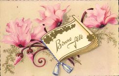 Flores de la fantasía de la POSTAL de la VENDIMIA