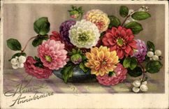 Flores de la fantasía de la POSTAL de la VENDIMIA