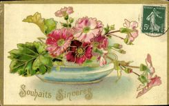 Flores de la fantasía de la POSTAL de la VENDIMIA